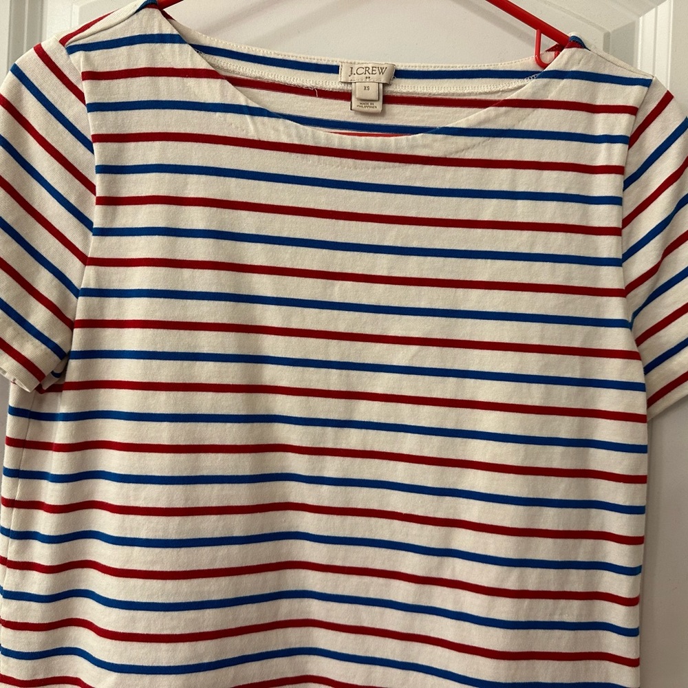 Jcrew. Red white and blue short sleeve top. XS